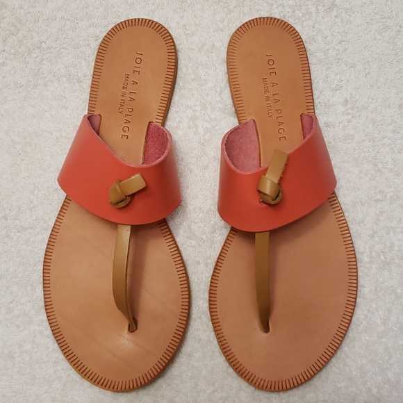 Joie a la Plage Nice leather thong sandal,coral,7 - Picture 2 of 10
